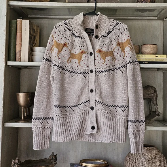 LL Bean Women's Signature Cotton Fisherman Sweater, Labrador Fair Isle - Picture 4 of 13